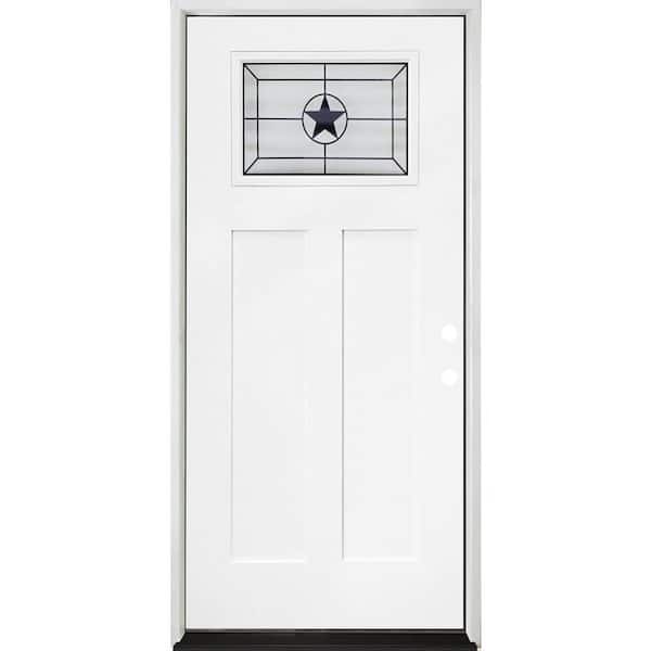 Legacy Knox 36 in. x 80 in. Left-Hand/Inswing Toplite 1/4 Decorative Glass White Primed Fiberglass Prehung Front Door