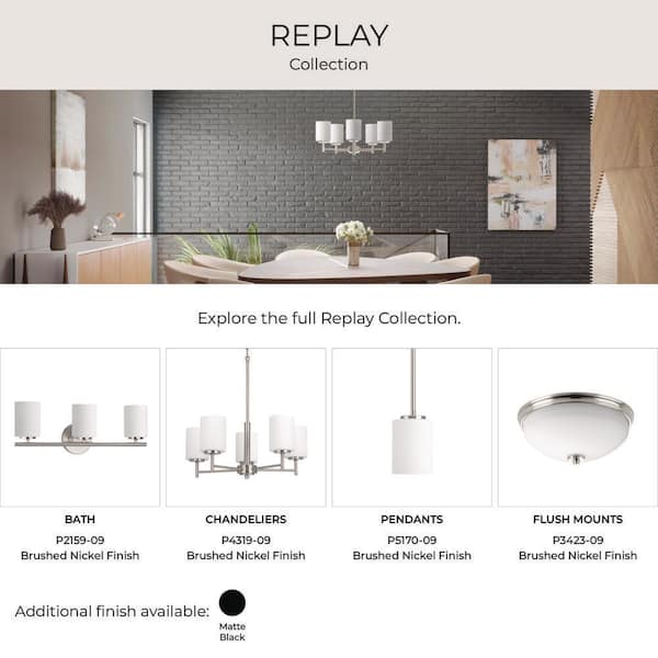 Progress Lighting Replay Collection 13 in. 2-Light Brushed Nickel