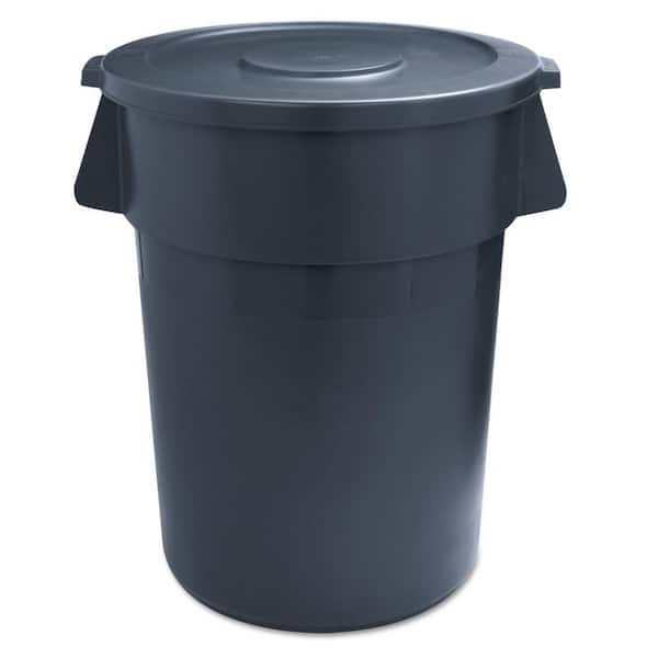 32 Gal, Round Waste Receptacle, LLDPE, Gray