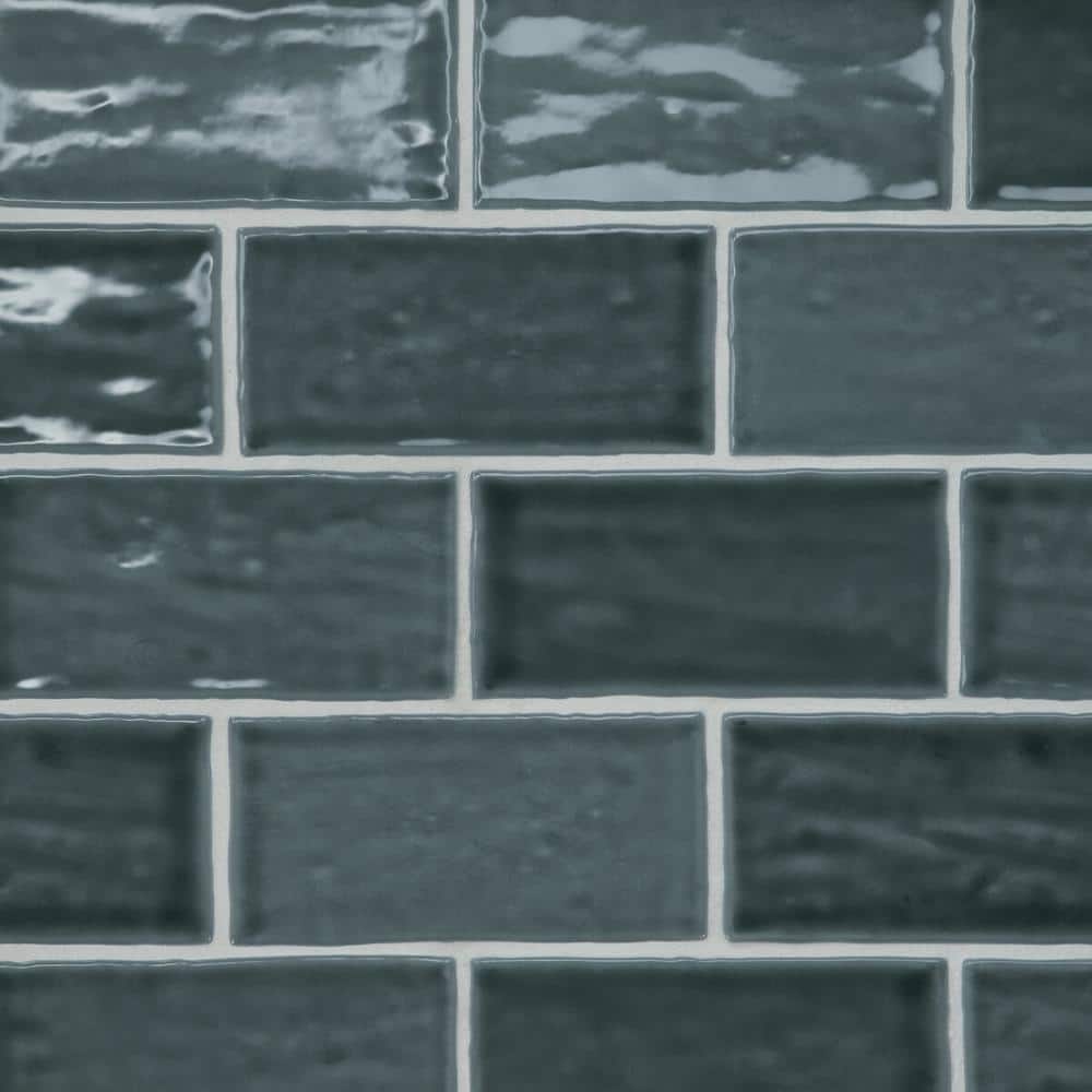 Bedrosians Marin Rectangle Glossy Midnight Tide (Navy Blue) 2 in. x 5 in.  Ceramic Wall Tile (5.38 sq. ft./Case) 100003154 - The Home Depot