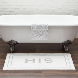 His Flint 24 in. x 40 in. White Polyester Machine Washable Bath Mat