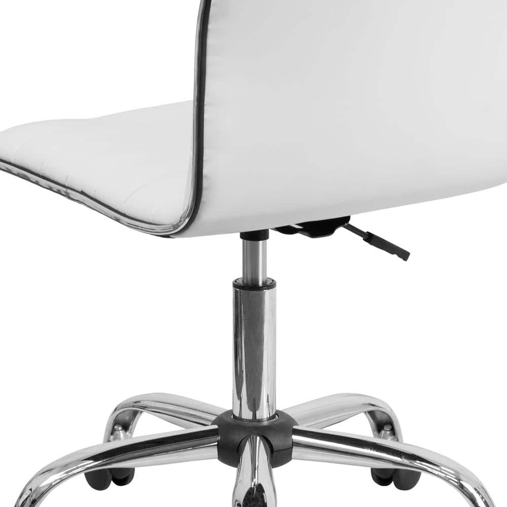 White Vinyl Low-Back Armless Swivel Task Chair with Metal Frame