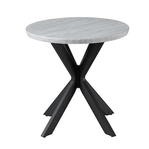 Keyla 23 in. Gray Faux Marble Round End Table