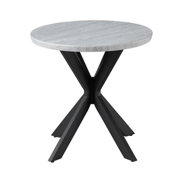 Steve Silver Keyla 23 in. Gray Faux Marble Round End Table