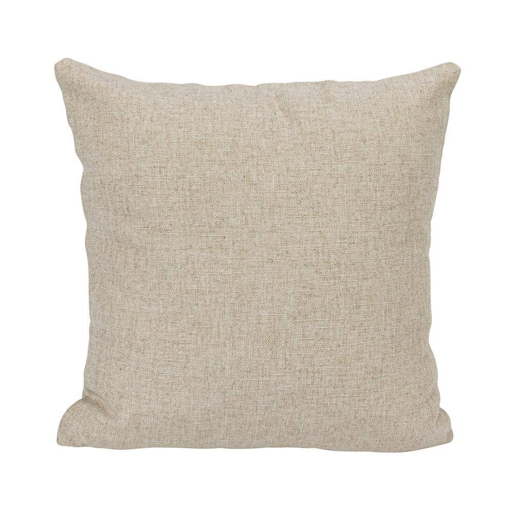 18" Square Cream Linen Animal Embroidered Throw Pillow Set