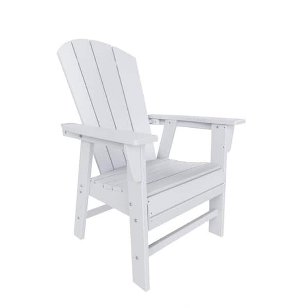 Laguna Outdoor Patio Fade Resistant HDPE Plastic Adirondack Style Dining Chair with Arms in White