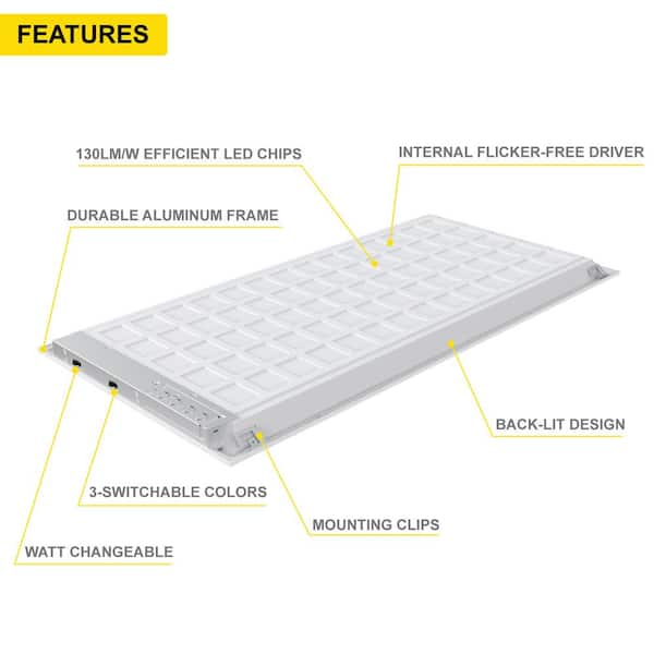 NuWatt 2 ft. x 4 ft. Integrated Backlit LED Panel Internal Driver Drop in Ceiling 5500 Lumen Dimmable 4000K 120-277V (4-Pack)