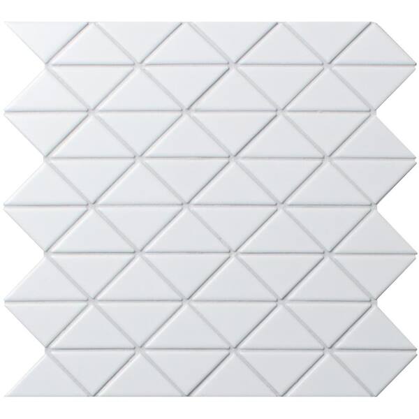 Merola Tile Tre Jag Matte White 10 in. x 10-1/4 in. x 6 mm Porcelain Mosaic Tile (7.3 sq. ft. / case)