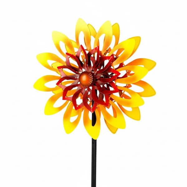 62in. H Metal Sunflower Wind Spinners 360 Degrees Swivel