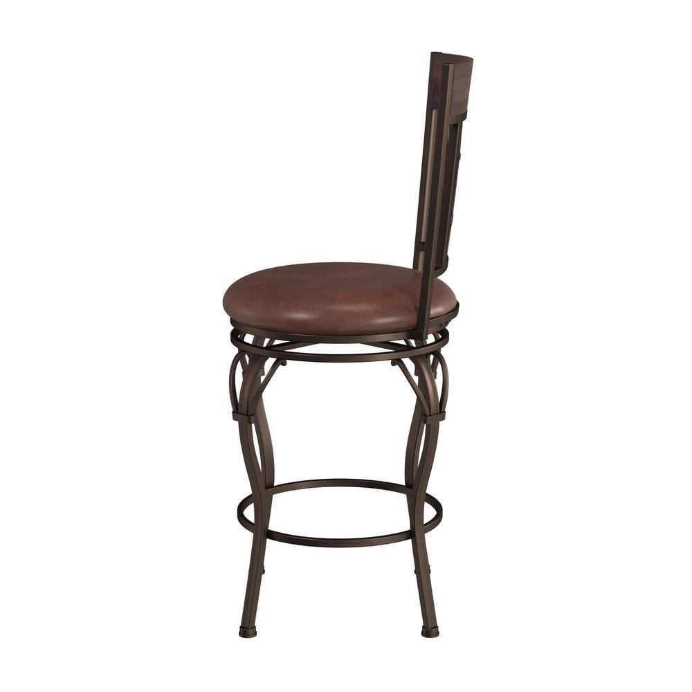 Granada Dark Chestnut Swivel Counter Stool with Metal Arches