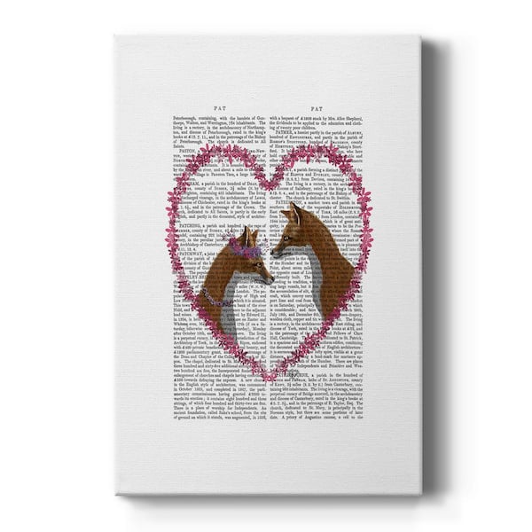 Wexford Home Foxes in Pink Heart By Wexford Homes Unframed Giclee Home Art Print 27 in. x 16 in.