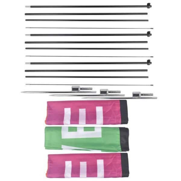 3-Piece Advertising Flagpole Stand Open Feather Flags w/Pole Kit 3 Banner Flags 3 Poles 3 Ground Stakes for Business