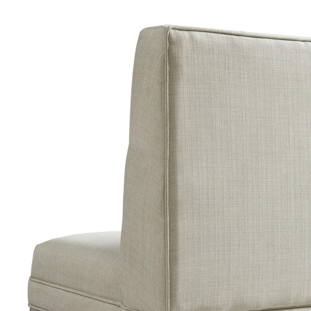 Gray Tufted Fabric Armless Sectional Sofa with Wooden Legs