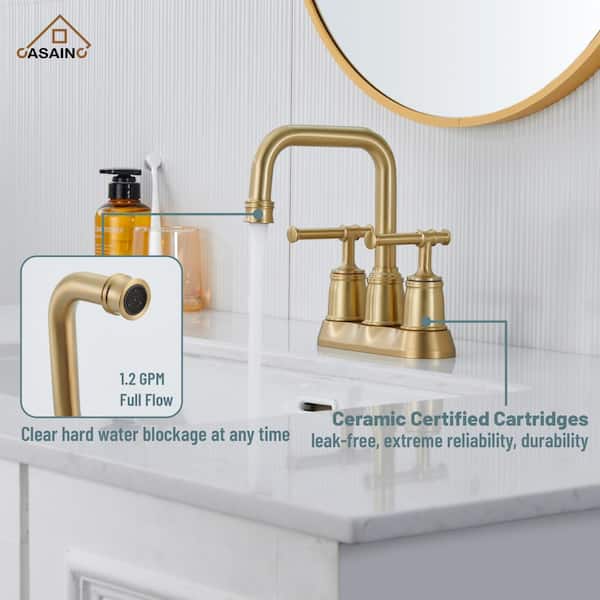 Modern Copper Double Handle Bathroom Sink Faucet - CUPC Certified