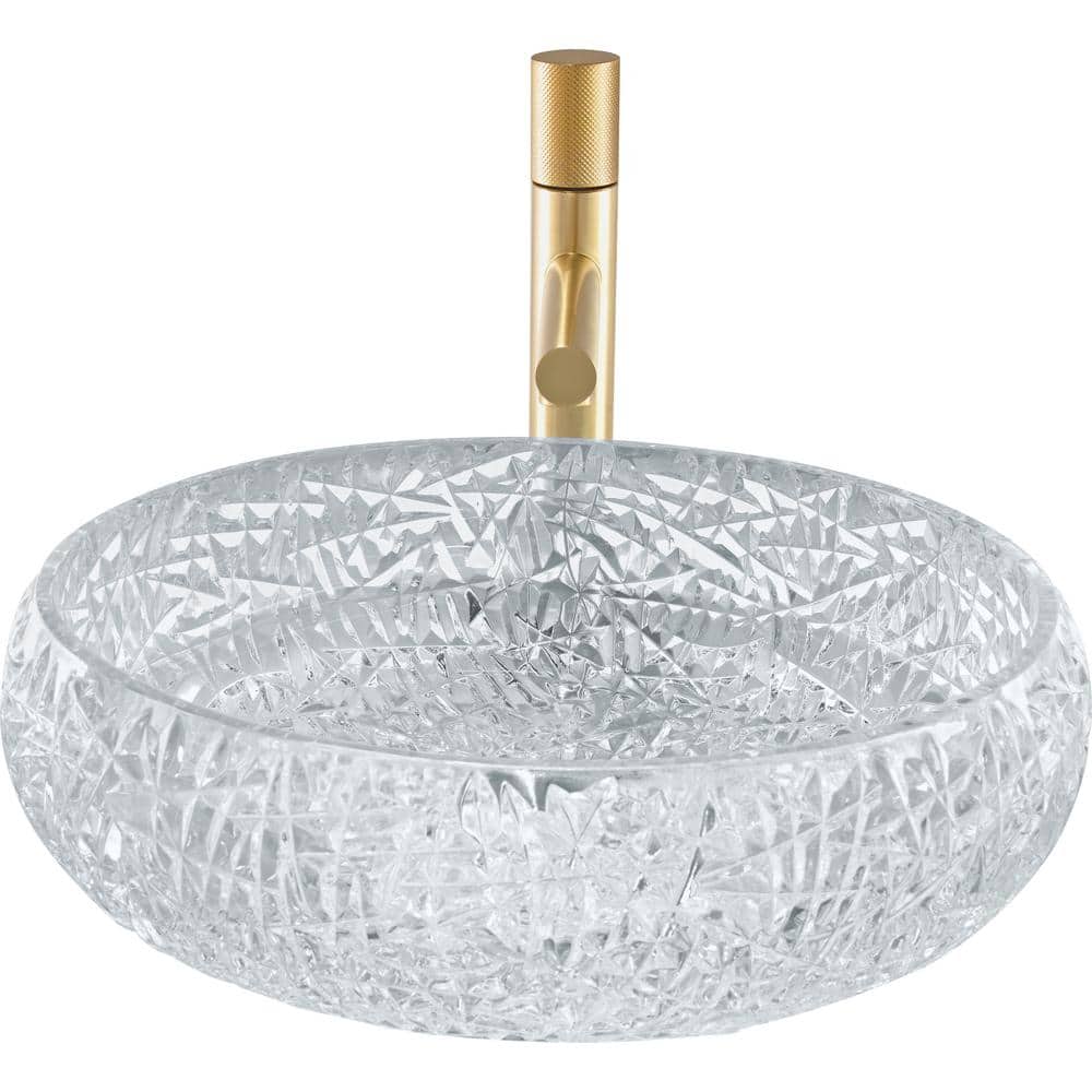 Moonshell 17" Clear Tempered Glass Circular Vessel Sink