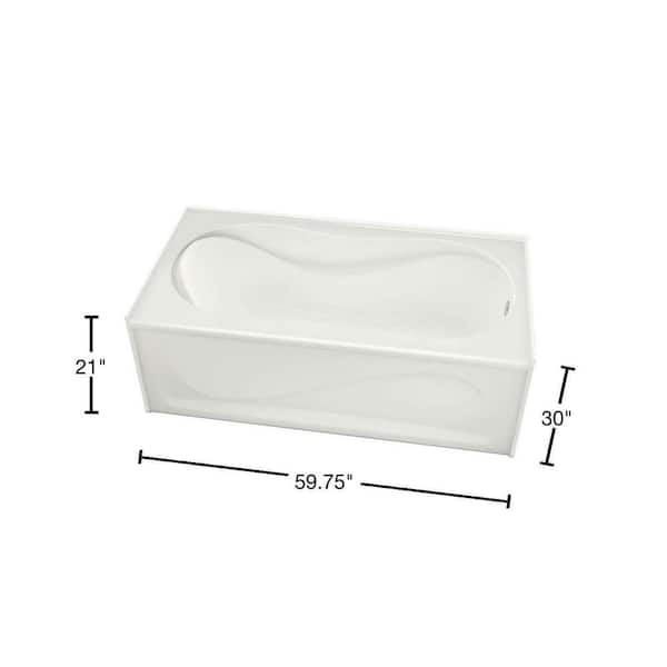 Cocoon 60 in. x 30 in. Acrylic Right Hand Drain Rectangular Apron Front Bathtub in White