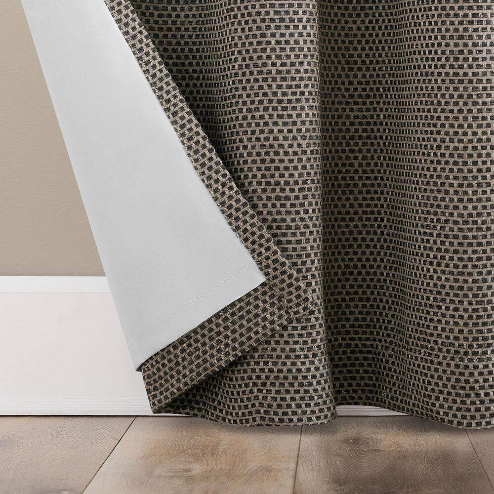 Coal Gray Polyester Blackout Grommet Curtain Panel 50" x 96"