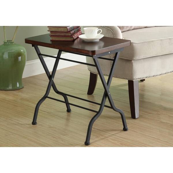 Monarch Specialties Cherry and Charcoal Black Folding Table