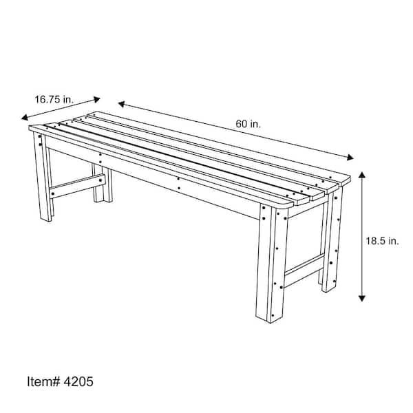 Backless 60 in. Eggshell White Wood Outdoor Bench