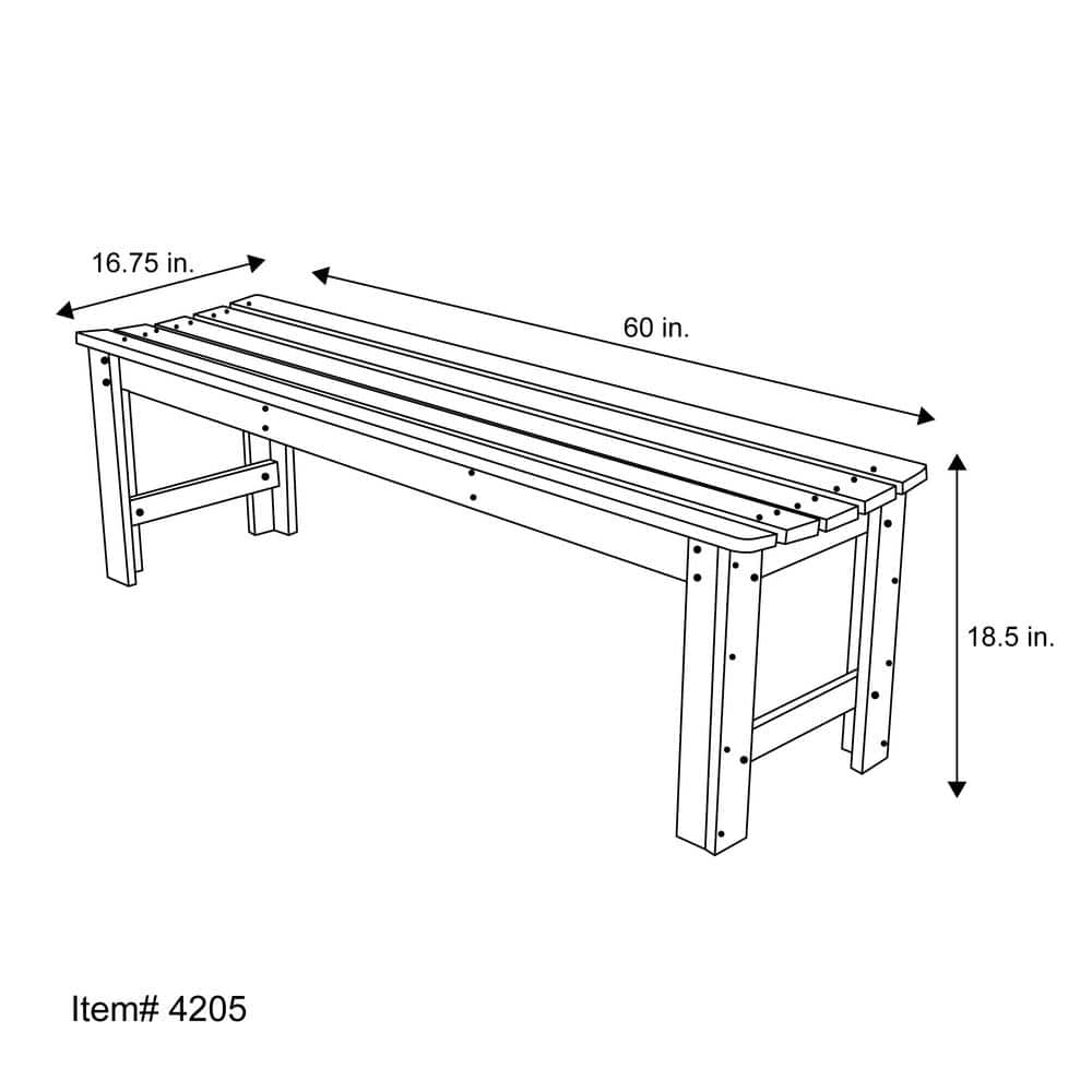 Natural Yellow Cedar 5-Foot Backless Garden Bench