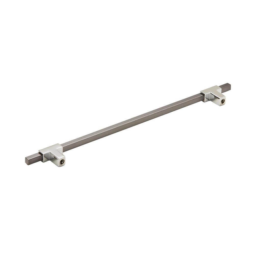 Modern Polished Chrome and Black Chrome Bar Pull with Mounting Hardware