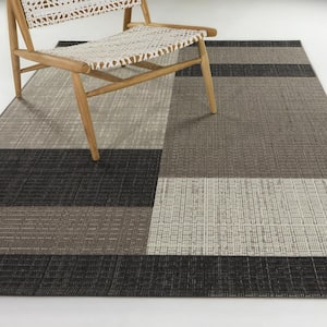 Markham Charcoal 5 ft. x 7 ft.  Geometric Indoor/Outdoor Area Rug