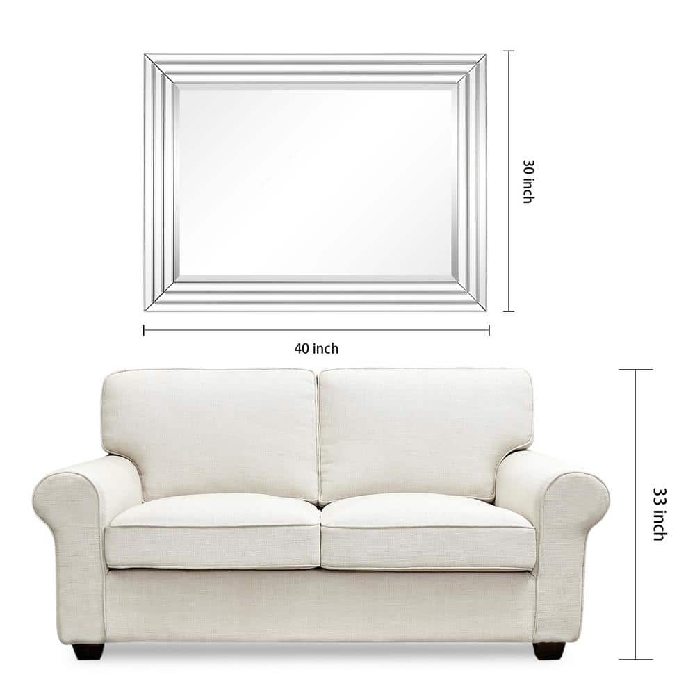 Silver Rectangular Full Length Wood Frame Wall Mirror