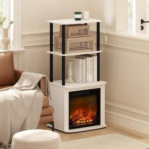 Turn-N-Tube 18.66 in. Freestanding Wood Electric Fireplace Side Table in Solid White/Black