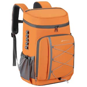 32 L. Leakproof Soft Backpack Cooler Bag for Camping Hiking, Orange