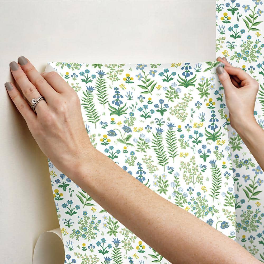 Menagerie Garden Blue Multicolor Peel and Stick Vinyl Wallpaper