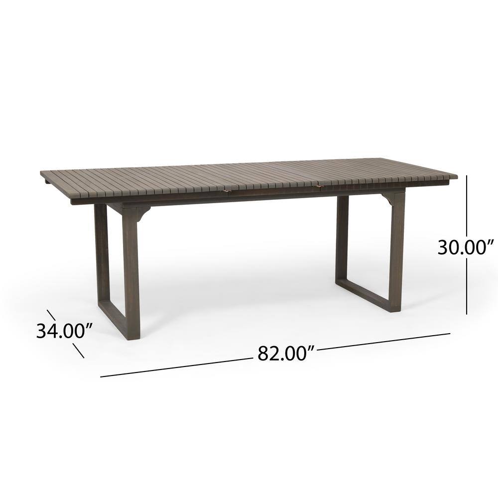 Gray Acacia Wood and Wicker 9-Piece Expandable Patio Dining Set