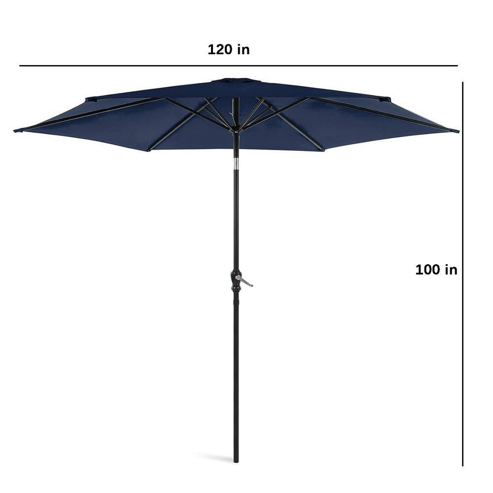 Navy Blue 10ft Steel Market Patio Umbrella with Crank and Tilt