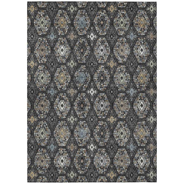 Chantille Machine Washable Indoor/Outdoor Abstract ACN2471 Black 5 ft. x 7 ft. 6 in. Area Rug