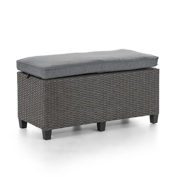 MUSE & LOUNGE Dasan Gray Metal Outdoor Bench with Cushions