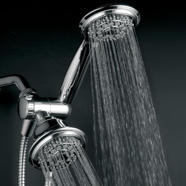 30-spray 4 in. Dual Shower Head and Handheld Shower Head in Silver