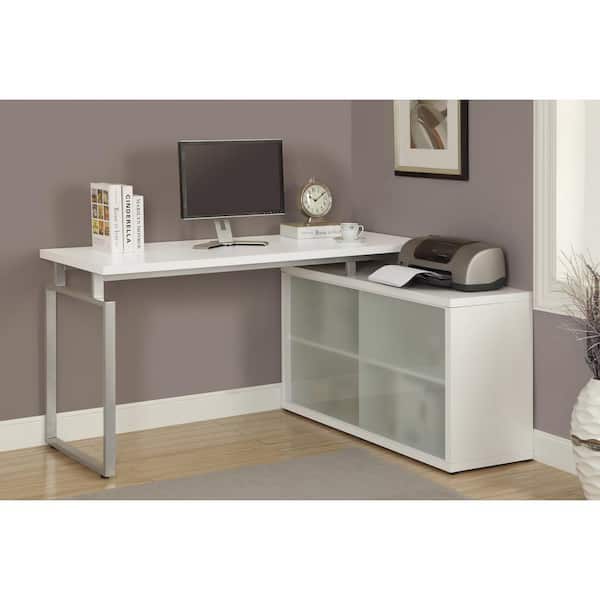 Monarch Specialties Hollow-Core 2-in-1 Piece White Office Suite