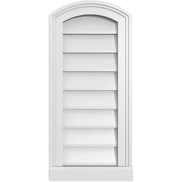 Ekena Millwork 12" x 26" Arch Top Surface Mount PVC Gable Vent: Functional with Brickmould Sill Frame