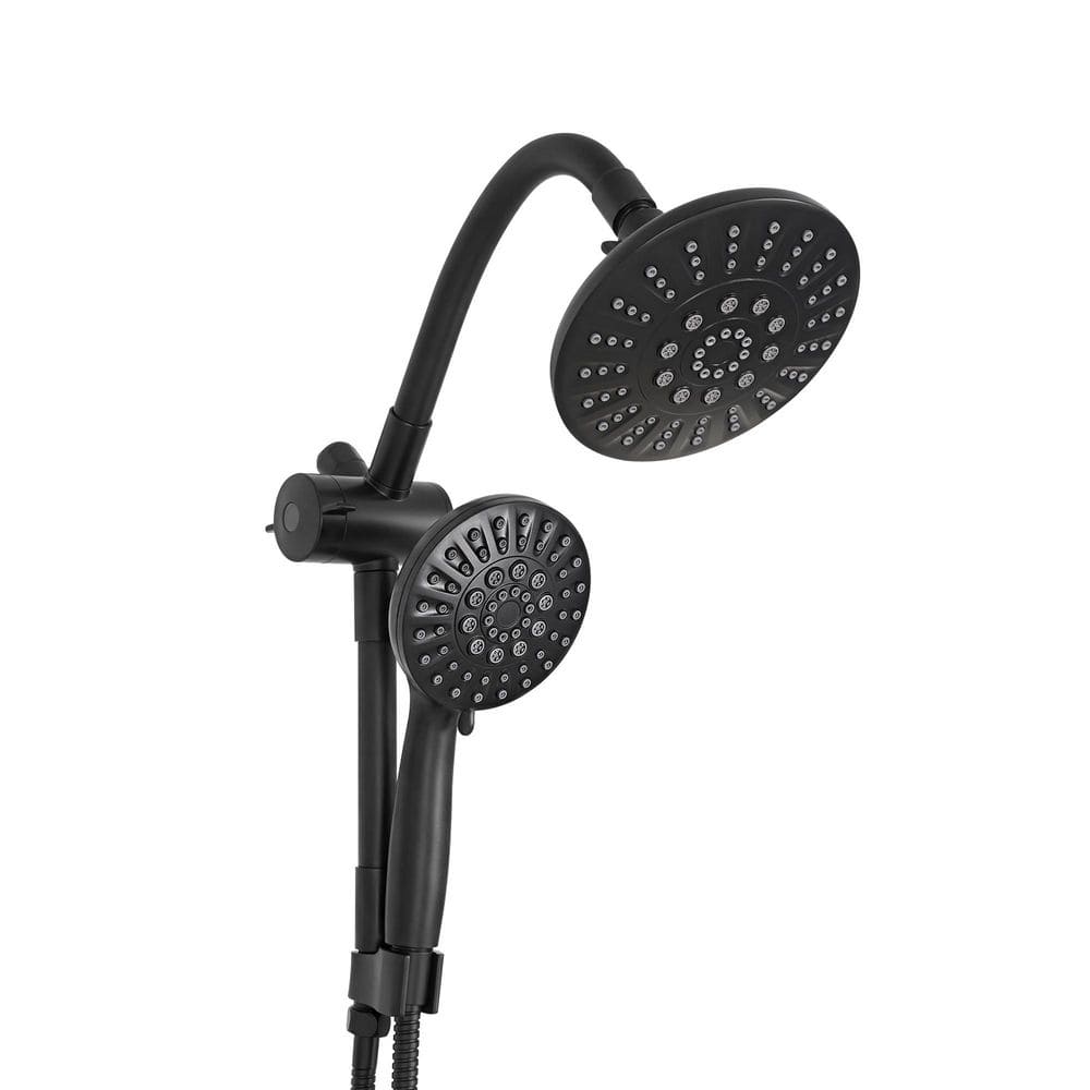 Dual 6-Spray Wall Mount Handheld Shower Head with Flexible Gooseneck Arm 2.5 GPM in Matte Black price history on PriceWatchPro