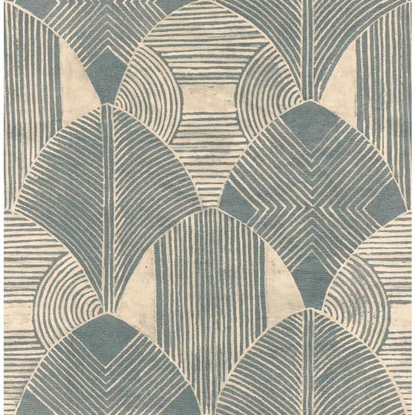 SCOTT LIVING Westport Teal Geometric Teal Wallpaper Sample