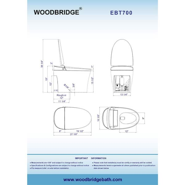 ᐅ【WOODBRIDGE T-0041 Elongated one Piece toilet with Smart Bidet