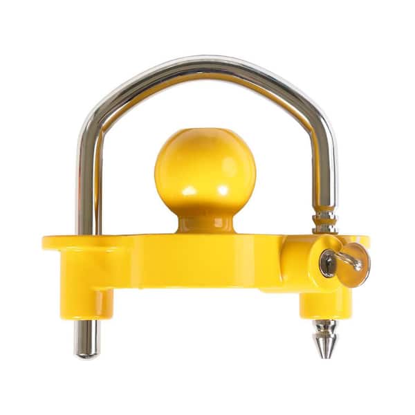 Big Red Lightweight Adjustable Trailer Hitch Coupler Lock: Locks Ball Hitch Trailer, Yellow and Chrome