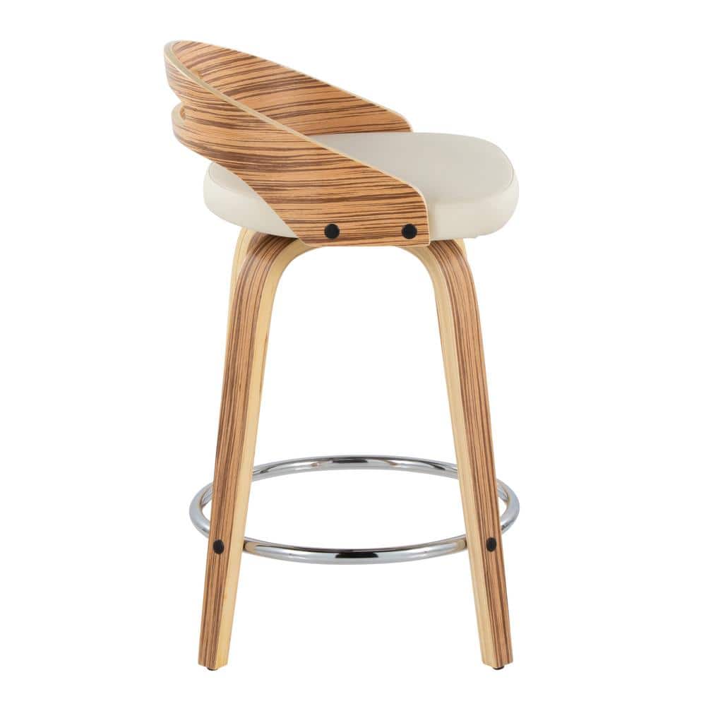 Light Brown Swivel Wood and Metal Counter Stool