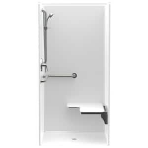 Accessible AcrylX 36 in. x 36 in. x 75 in. 1-Piece Shower Stall with Right Seat & Center Drain in White