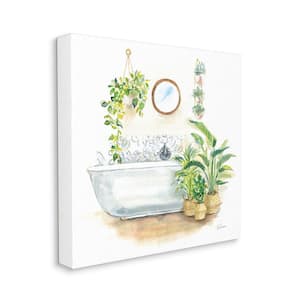Serene Bathroom Interior Greenery Plants Painting By Sue Schlabach Unframed Print Nature Wall Art 17 in. x 17 in.