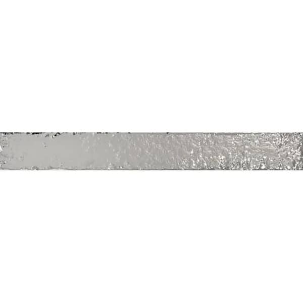 Valenza 2 in. x 16 in. Glossy Silver Metallic Ceramic Zellige Subway Wall Tile Sample (0.22 sq ft)