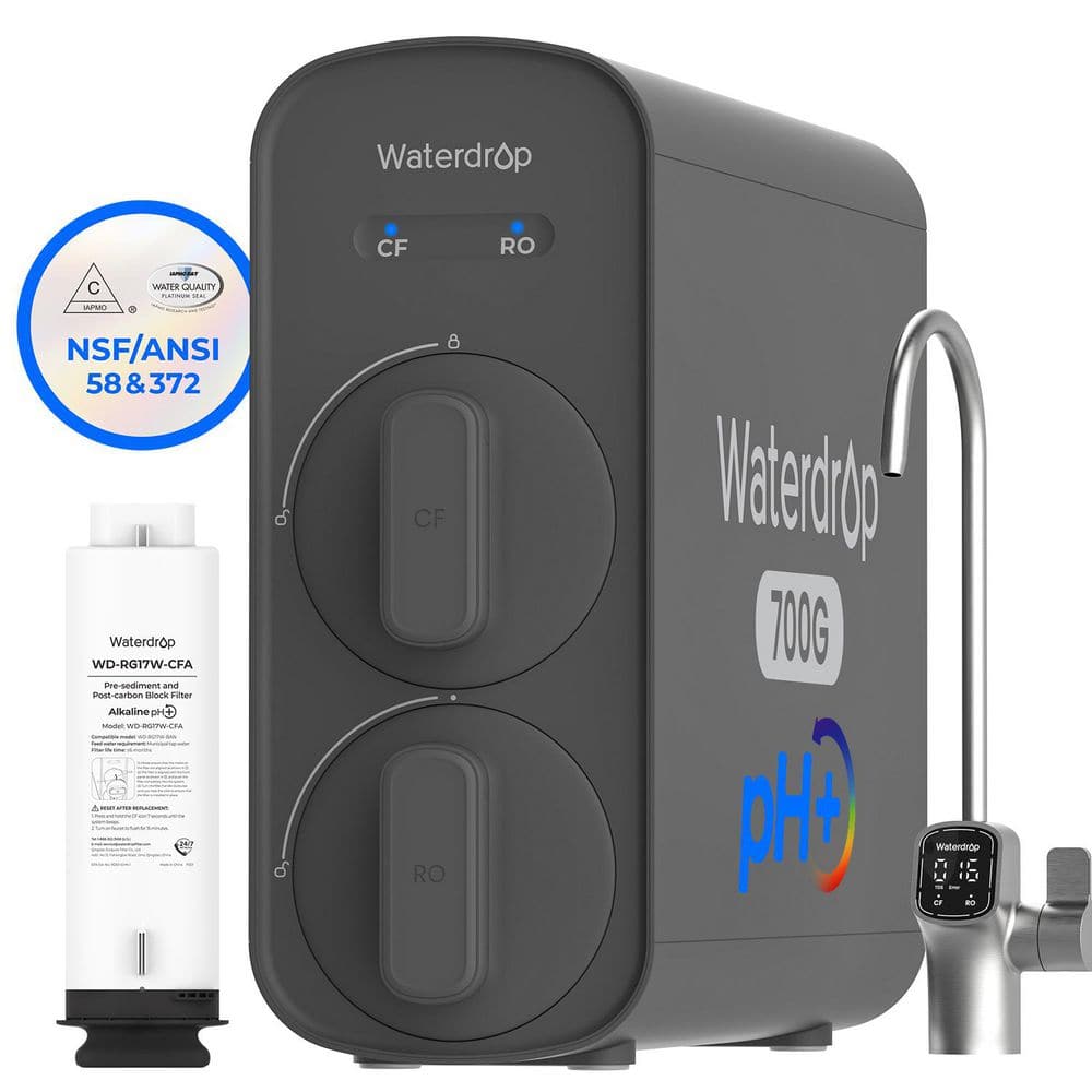 WD-G5P700A Alkaline Mineral pH+ Reverse Osmosis System 700GPD 8-Stage Smart LED Faucet Extra 1 G5P700A-CF Filter
