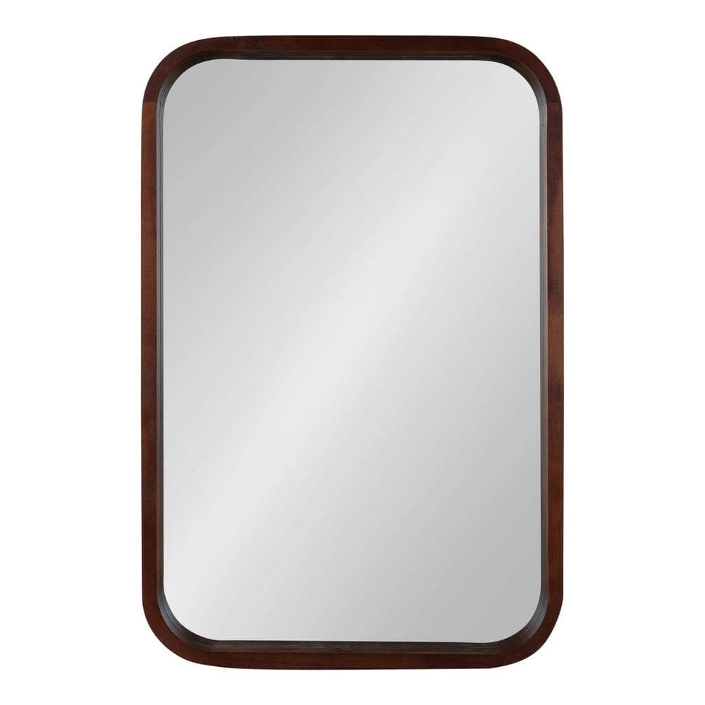 Hutton Rounded Rectangle Walnut Wood Bathroom Vanity Mirror 23" x 34.7"