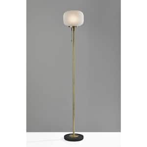 65 in. Brass Torchiere Floor Lamp with White Globe Shade