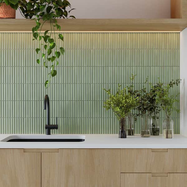 Spanish Lingot 12 in. x 24 in. x 9mm 3D Glazed Fluted Porcelain Wall Tile Pallet-Mint (25 Piece, 53.8 Sq. Ft. / Pallet)