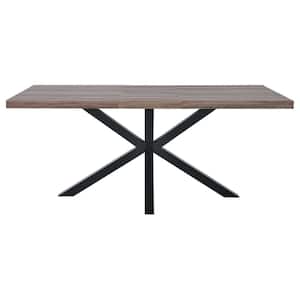 Oak MDF Wood 71 in. Cross Legs Dining Table with Extension Leaf, Seats 8